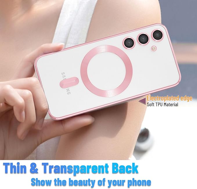 EnZo Magnetic for Samsung Galaxy S24 Plus Case,Electroplated Clear Slim Samsung S24 Plus Phone Case with Camera Protection,Shockproof Samsung S24 Plus Case Compatible with MagSafe