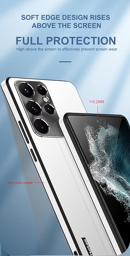 EnZo is Suitable for Samsung Mobile Phone case S23 Ultra Metal Lens, Fashionable, no Dead Angle Protection, New Matte+Starlight Protective case