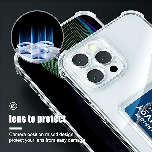 EnZo Case for iPhone 15 Clear Cute Phone Case Soft TPU Wallet Case Slim Bag Cover Shockproof with Card Slot Holder