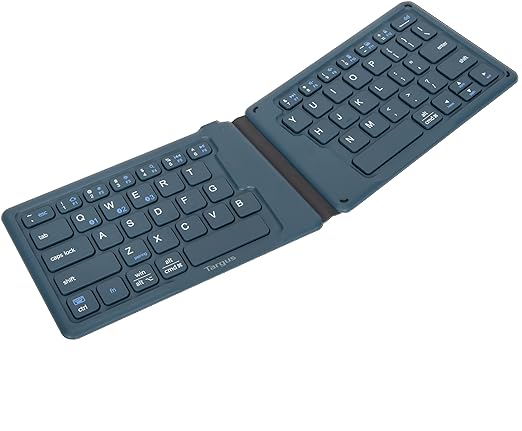 Ergonomic Foldable Bluetooth Keyboard, Split Travel Keyboard Wireless, Rechargeable Portable Wireless Keyboard for Android iPhone Microsoft & Apple Tablets