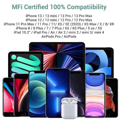 Forset-snail iPhone Charger Cord - MFi Certified Lightning Cable 3Pack 6ft USB-A Fast Charging Durable Nylon Braided iPhone 14 13 12 Mini Pro Max SE(2023) 11 Xs XS XR X 8 7 6 5 Plus iPad iPod AirPods