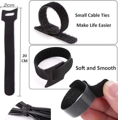 Reusable Cable Ties,Fastening Cable Straps Adjustable Multi-Purpose Hook and Loop Cord Ties, Cable Management Wire Organizer for PC Computer Electronics