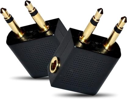 Gold Plated Airplane Flight Headphone Adapters (Pack of 2) | Allows you to use your Earphones with all In-Flight Media Systems | This Airline Plane Headset Converter Enables Great Sound on all Planes