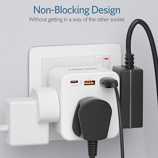Multi Plug Extension, 3 Way 3 Plugs Socket adapter, 6-in-1 Cube Electrical Extender Outlet Adaptor, PD&QC 3.0 20W USB Wall Charger, Plug Expander for Home, Office, Kitchen, 13A 3250W…