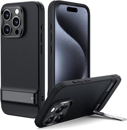 ESR for iPhone 15 Pro Max Case,Compatible with MagSafe,Fully Adjustable Flickstand,Military-Grade Drop Protection,Slim Back Cover with Patented Kickstand, Boost Series, Clear
