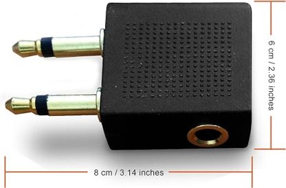 Gold Plated Airplane Flight Headphone Adapters (Pack of 2) | Allows you to use your Earphones with all In-Flight Media Systems | This Airline Plane Headset Converter Enables Great Sound on all Planes