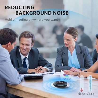 Pacificshopec Bluetooth Speakerphone M2 Black Conference Speaker for 5-8 People Business Conference 360º Voice Pickup 4 AI Microphone Self-Adaptive Conference Call Speaker Skype USB Speakerphone
