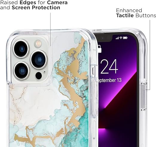 EnZo iPhone 13 Pro Case for Women [10ft Drop Protection] [Wireless Charging] Tough Prints Phone Case for iPhone 13 Pro - Luxury Gold Foil Elements iPhone Case - Anti Scratch