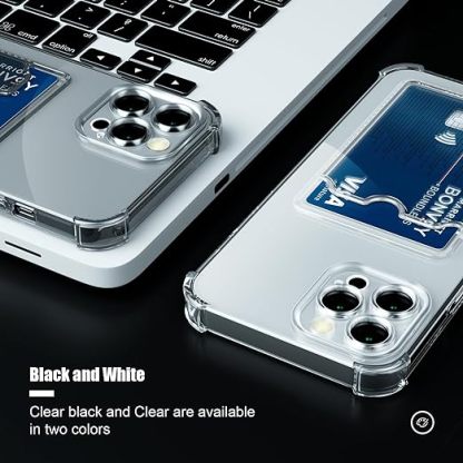 EnZo Case for iPhone 15 Clear Cute Phone Case Soft TPU Wallet Case Slim Bag Cover Shockproof with Card Slot Holder