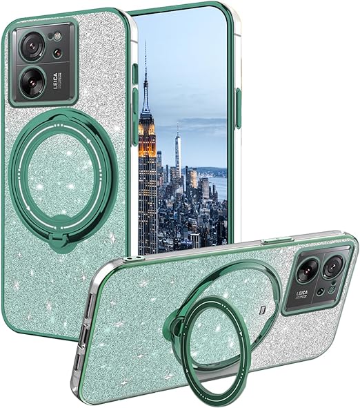 EnZo Compatible with Xiaomi 13T Pro Case Glitter with Stand Pink,Xiaom