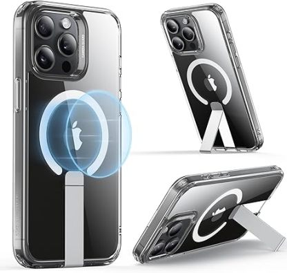 ESR for iPhone 15 Pro Max Case,Compatible with MagSafe,Fully Adjustable Flickstand,Military-Grade Drop Protection,Slim Back Cover with Patented Kickstand, Boost Series, Clear