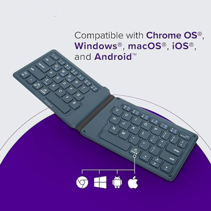 Ergonomic Foldable Bluetooth Keyboard, Split Travel Keyboard Wireless, Rechargeable Portable Wireless Keyboard for Android iPhone Microsoft & Apple Tablets