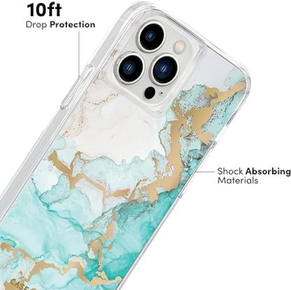 EnZo iPhone 13 Pro Case for Women [10ft Drop Protection] [Wireless Charging] Tough Prints Phone Case for iPhone 13 Pro - Luxury Gold Foil Elements iPhone Case - Anti Scratch