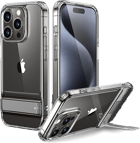 ESR for iPhone 15 Pro Max Case,Compatible with MagSafe,Fully Adjustable Flickstand,Military-Grade Drop Protection,Slim Back Cover with Patented Kickstand, Boost Series, Clear