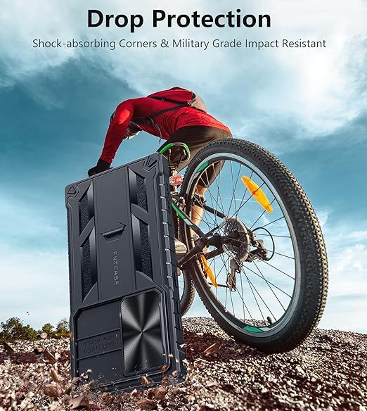 EnZo Military Grade Drop Protection Rugged Protective Mobile Phone Cover with Kickstand & Slide | Shockproof Textured Bumper Heavy Duty Protector, 6.8''