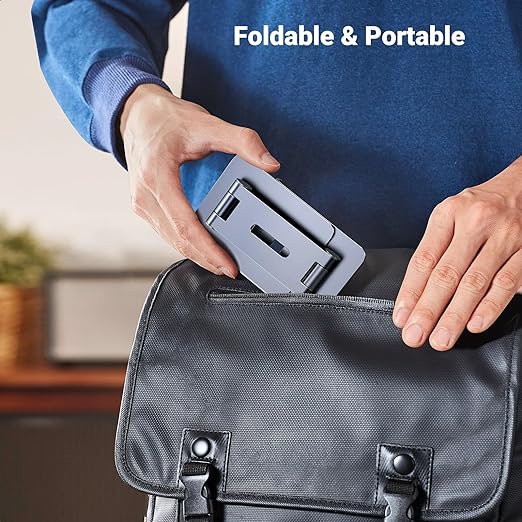 Cell Phone Stand Desk Phone Holder Compatible with iPhone 15 14 13 12 Pro Max 11 XS Max XR X 8 Plus, Fully Adjustable Foldable Desktop Aluminum Smartphone Stand