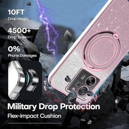 EnZo Compatible with Xiaomi 13T Pro Case Glitter with Stand Pink,Xiaomi 13T Phone Case Silicone Transparent Support Wireless Charging Shockproof Luxury Protective Cover