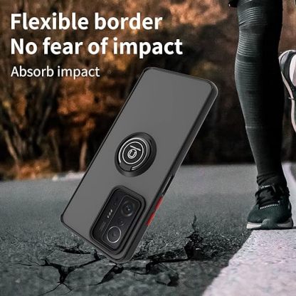 EnZo ase Compatible with Xiaomi Redmi 13C & Poco C65 with Screen Protector,TPU + Hard PC Shockproof Magnetic Ring Car Mount Stand Bumper Cover