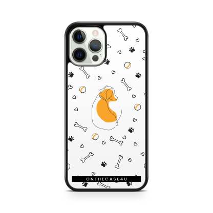 Cute Line Art Dog & Bones Phone Case