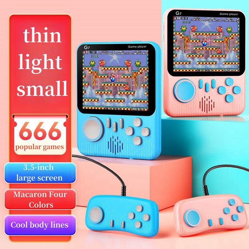 G7 Macaron handheld game console with a 3.5-inch large screen, 666 games, two person Soul Douluo portable mini-nomeke