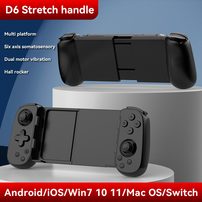 New D6 mobile phone stretching game controller with dual Hall sense wireless Bluetooth Switch NS Android iOS computer-nomeke