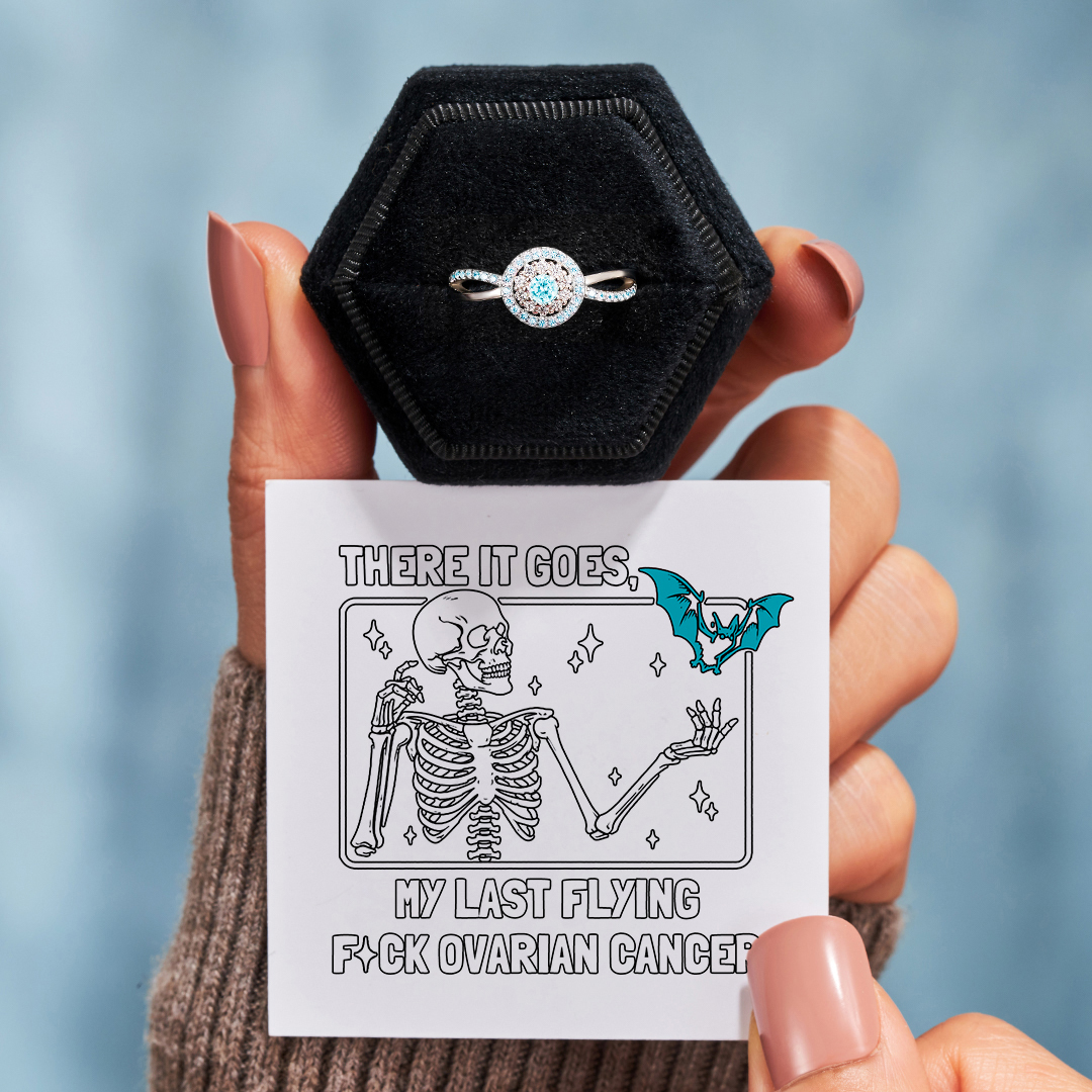 F❤️ck Ovarian Cancer Teal Circle Ring