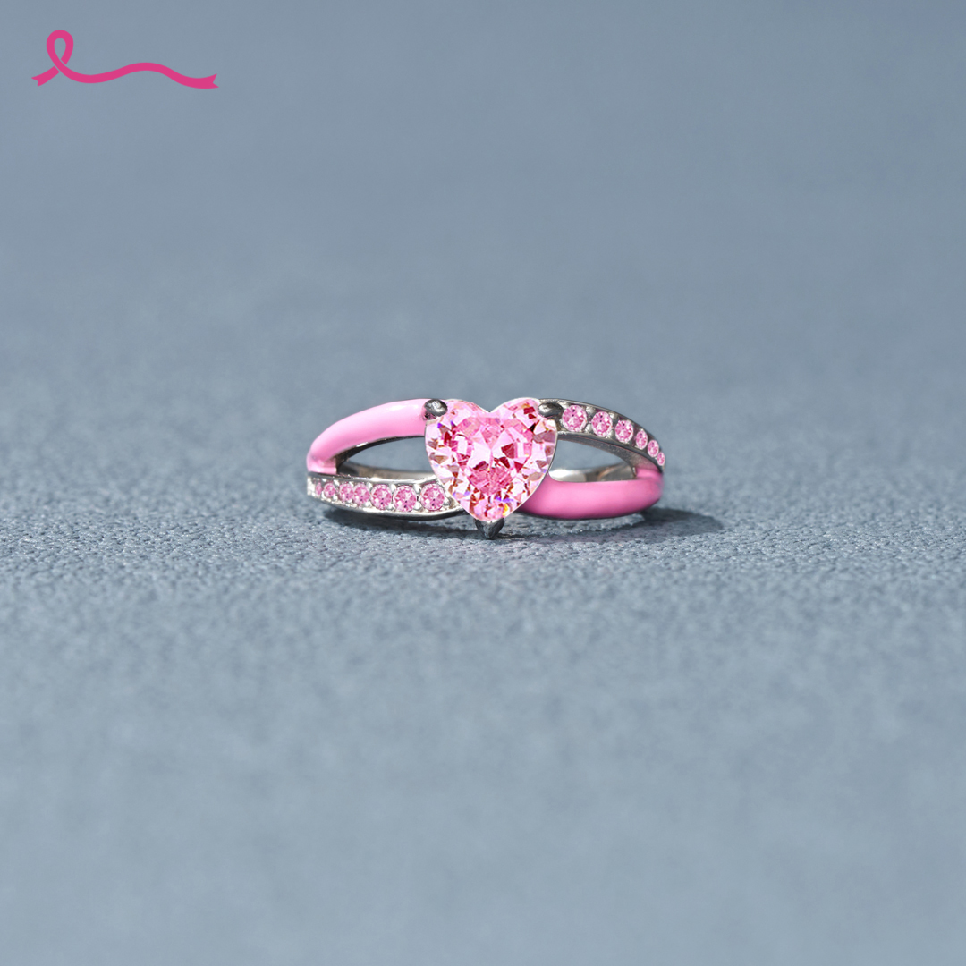 I Wear Pink For Myself To Defeat Breast Cancer Pink Heart Ring