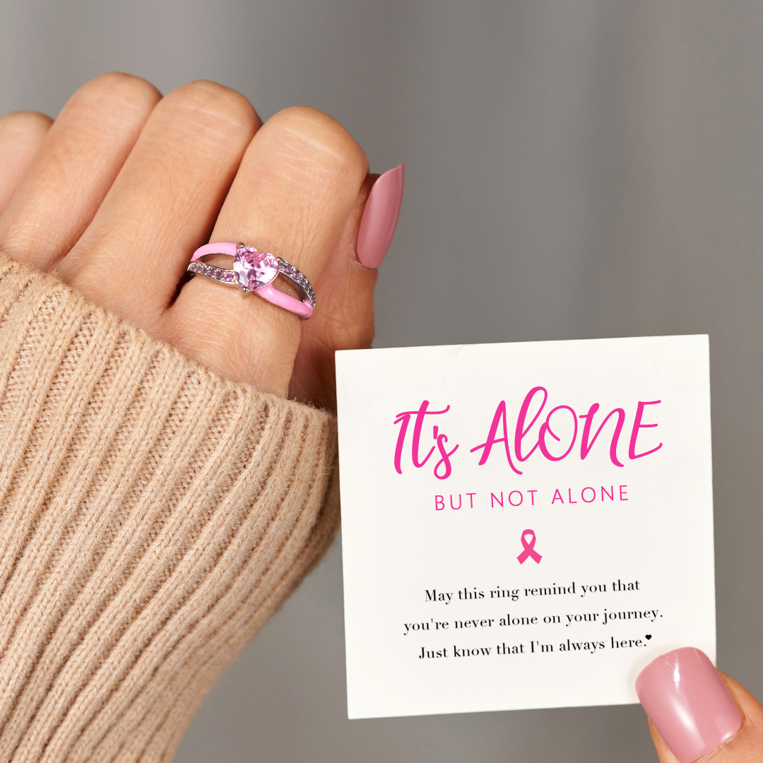 It's AlONE BUT NOT ALONE Pink Heart Ring