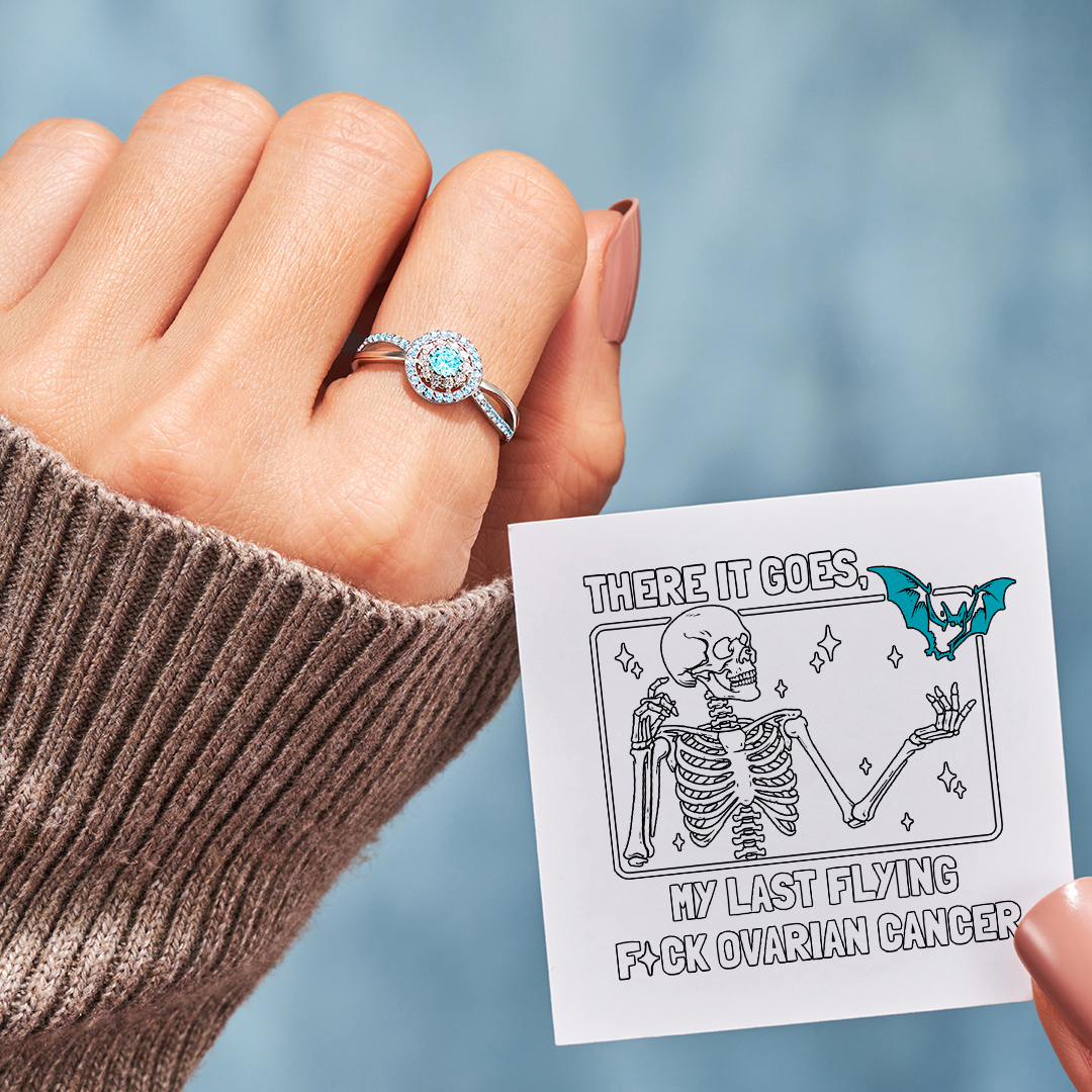 F❤️ck Ovarian Cancer Teal Circle Ring
