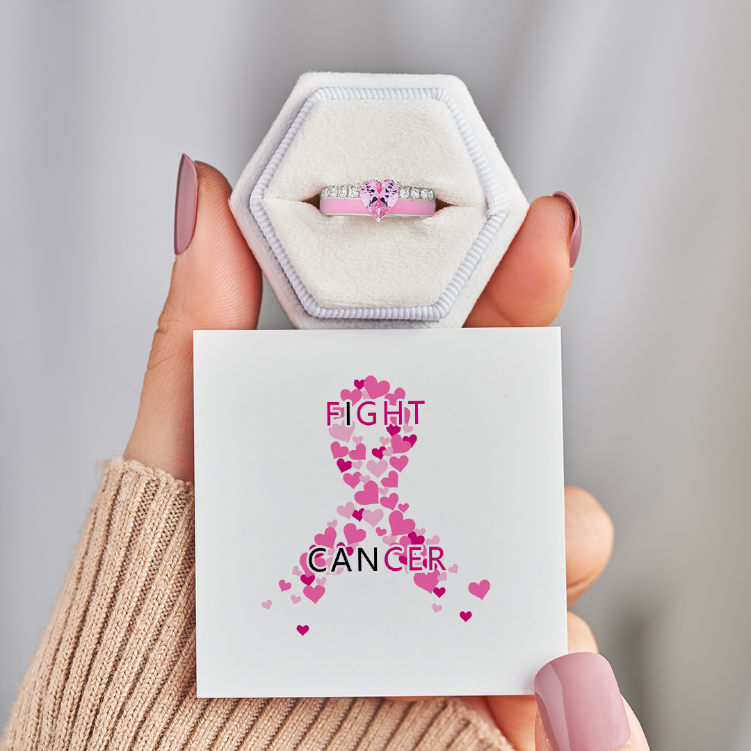 I Can Beat Cancer Pink Heart Ring