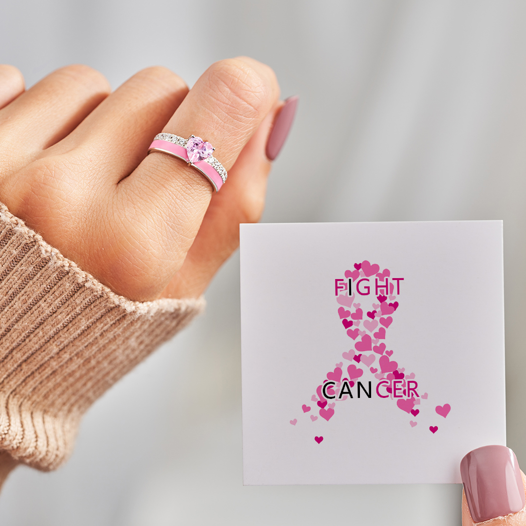 I Can Beat Cancer Pink Heart Ring