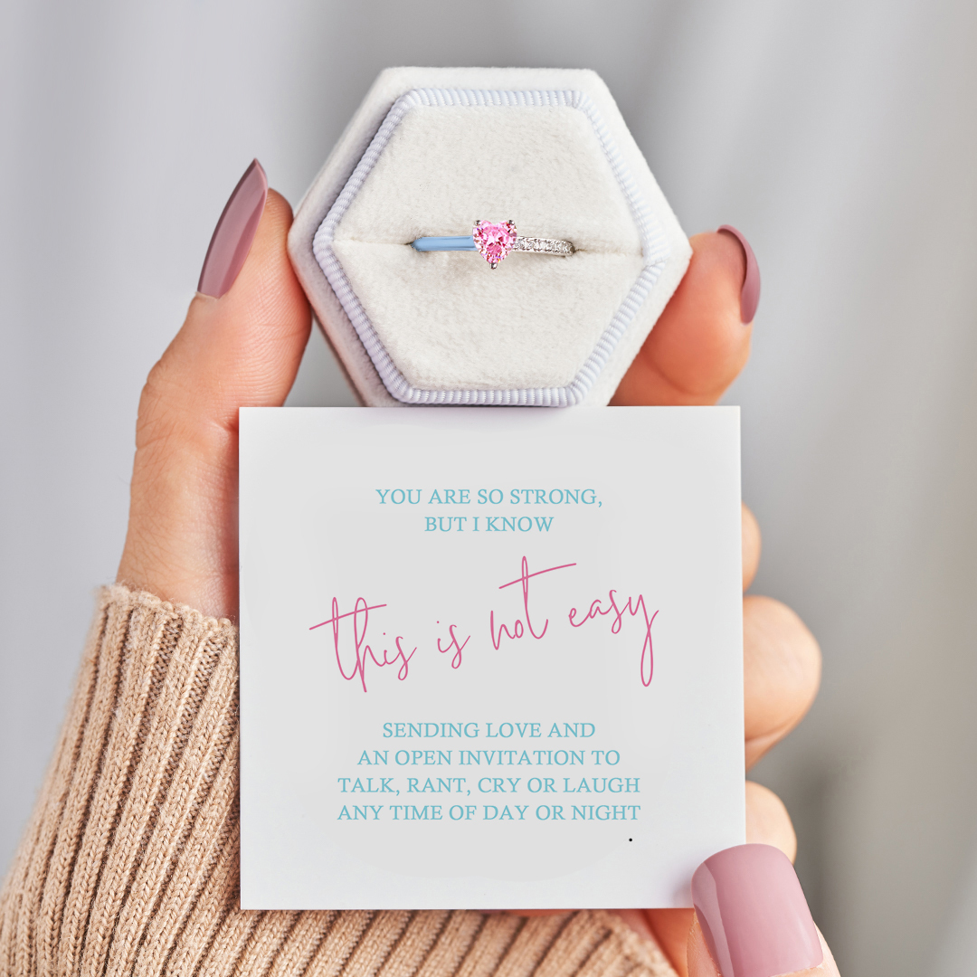 You Are So Strong Pink Heart Ring