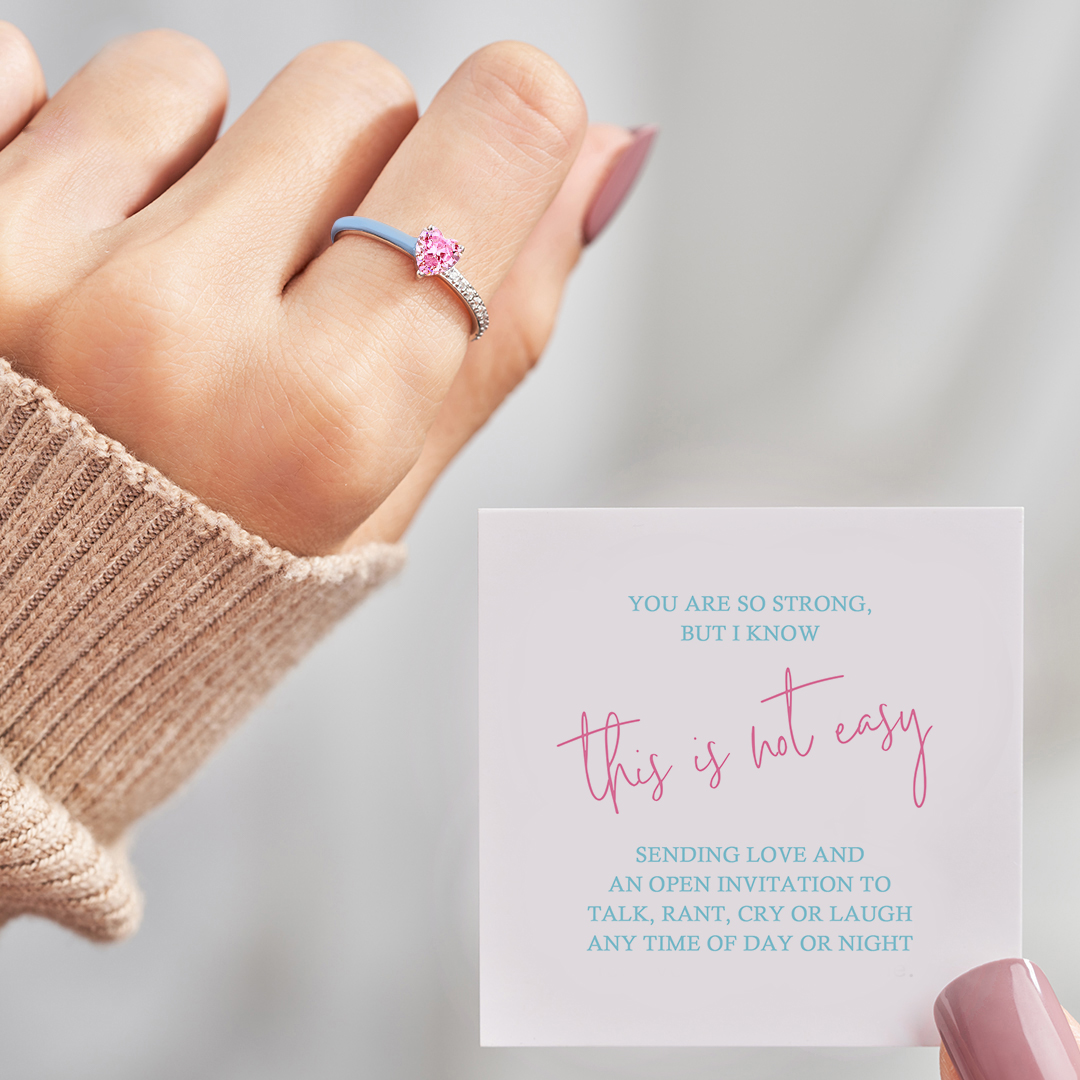 You Are So Strong Pink Heart Ring