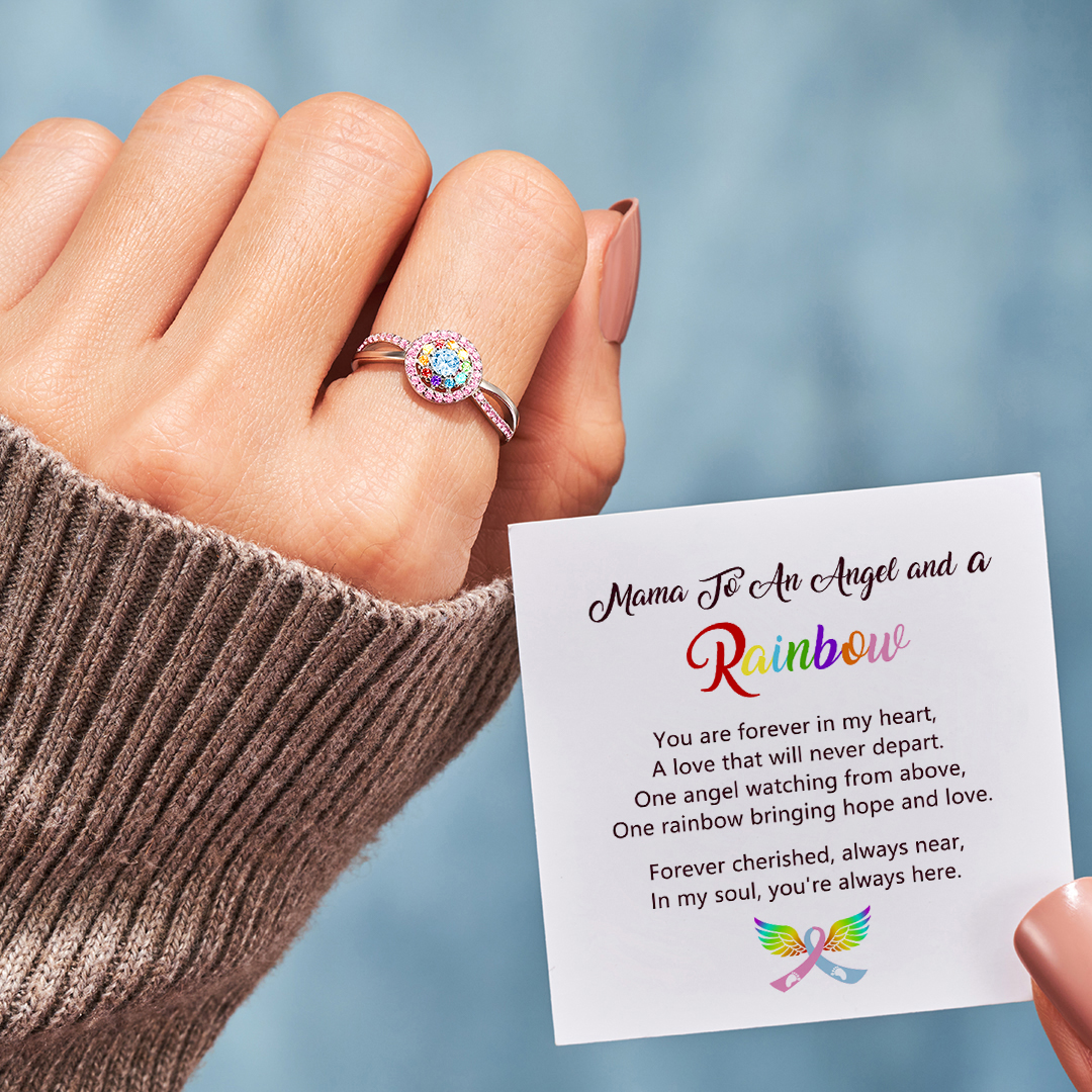 Mama To An Angel And A Rainbow Circle Ring