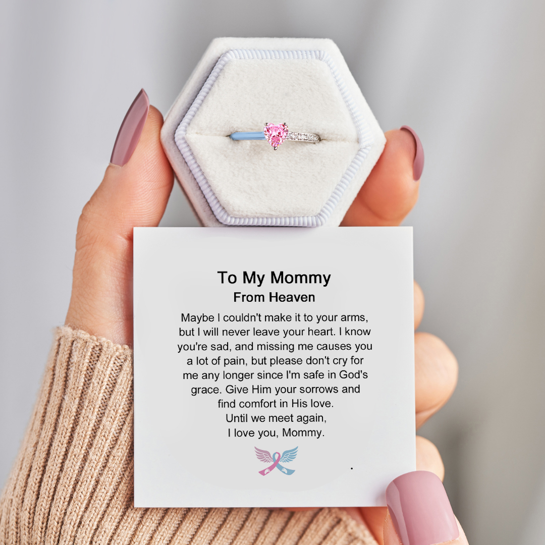 To My Mommy From Heaven Baby Loss Gift Heart Ring