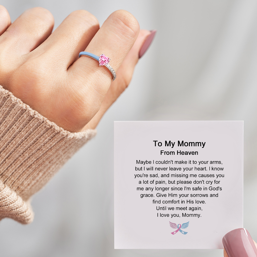 To My Mommy From Heaven Baby Loss Gift Heart Ring