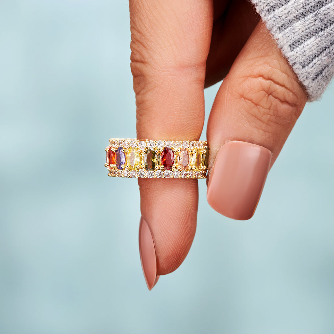 Personalized 1-10 Birthstones Elegant Birthstone Ring