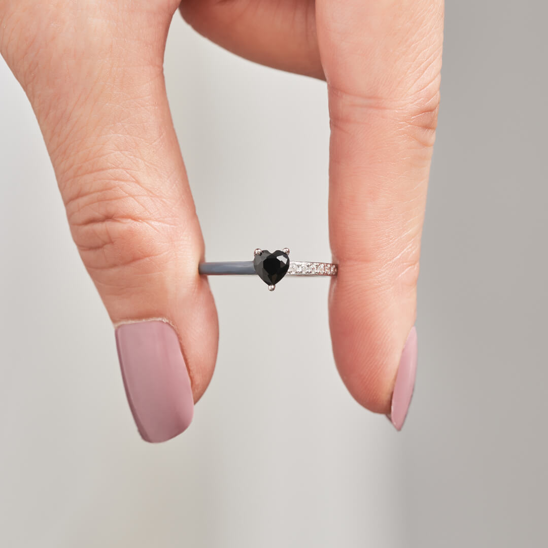 Matching Mother & Daughter Black Enamel Rings