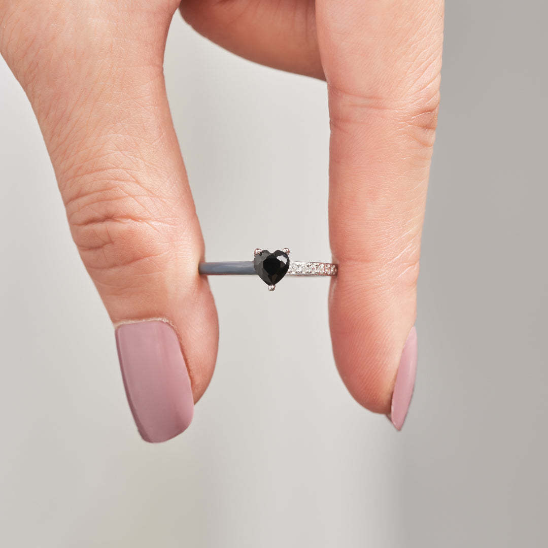 Black Heart Enamel Ring-But Every Day I Keep Going