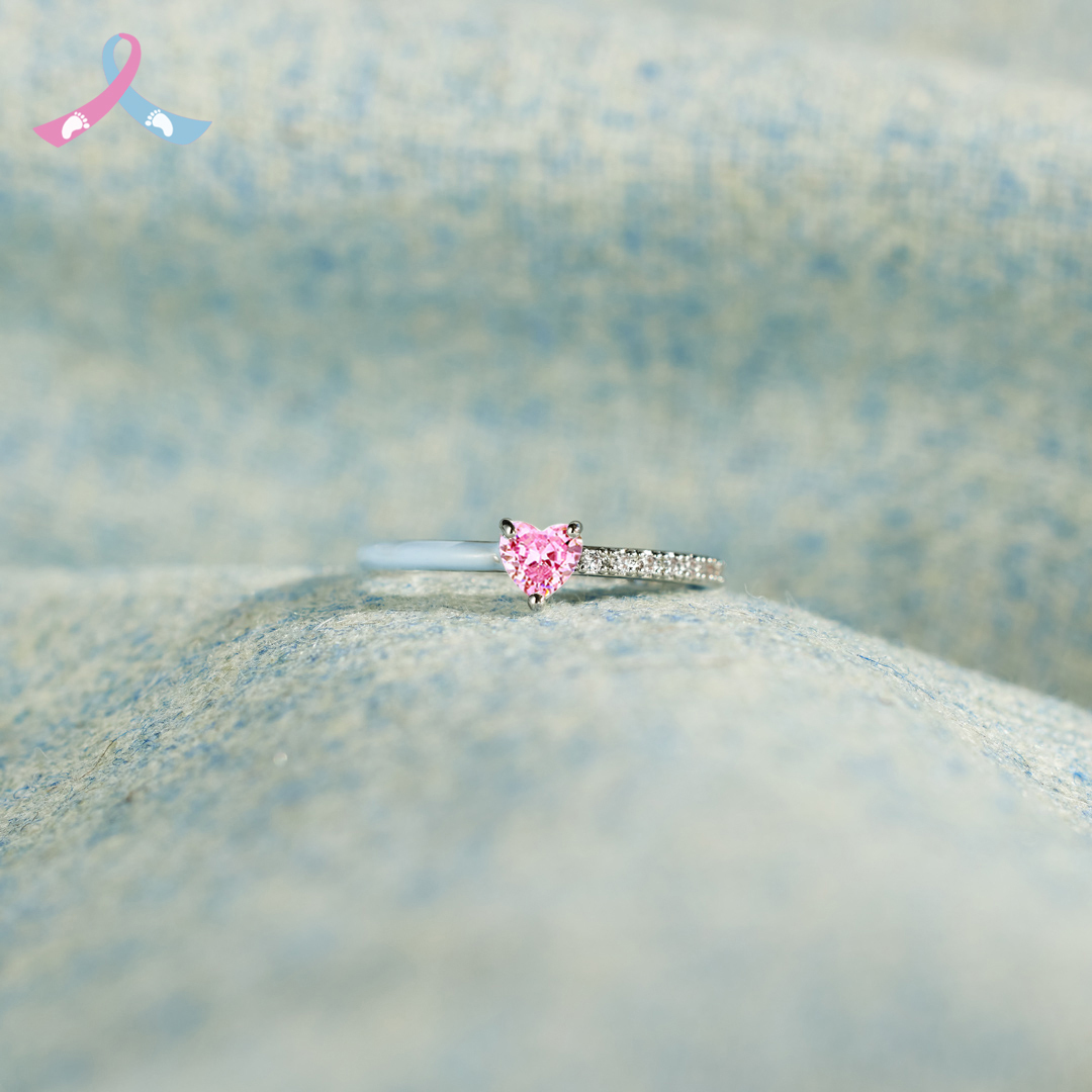 Mama Of An Angel Pink Heart Ring