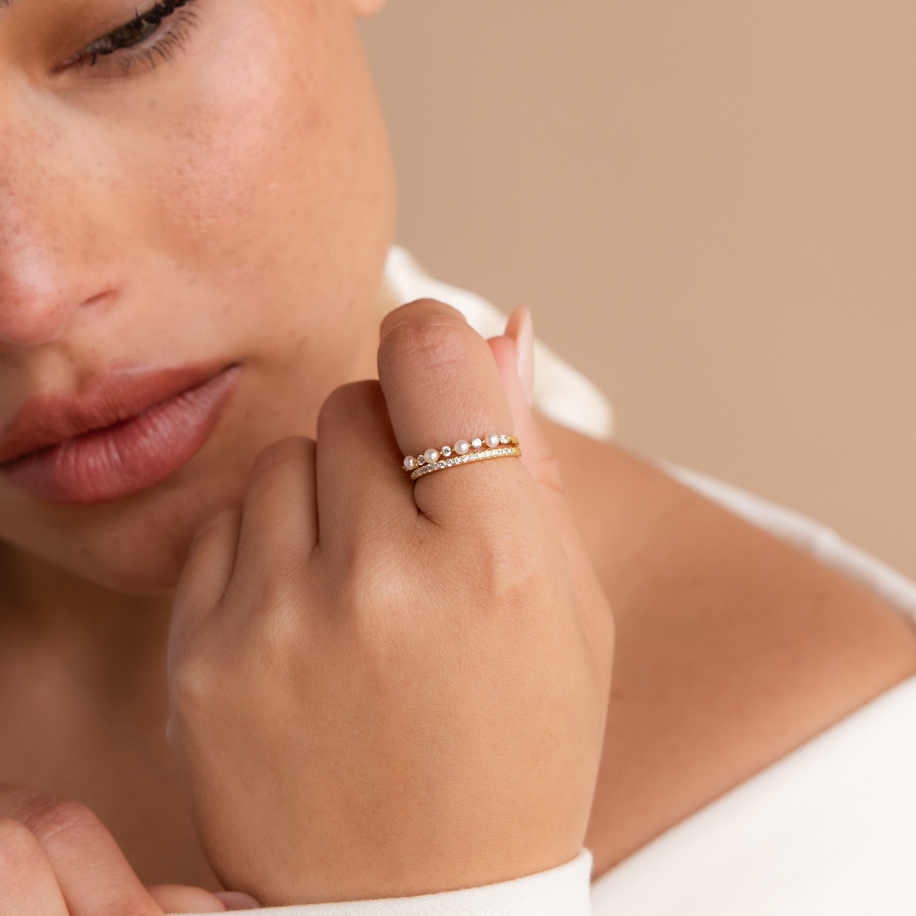 Memory Father Pave Pearl Ring