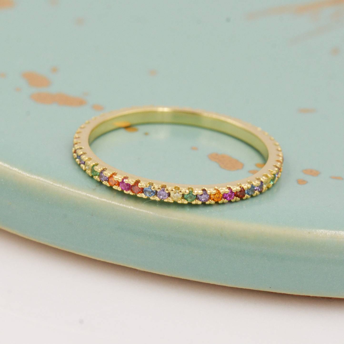 Autism Awareness Gift Rainbow Crystal Pave Ring