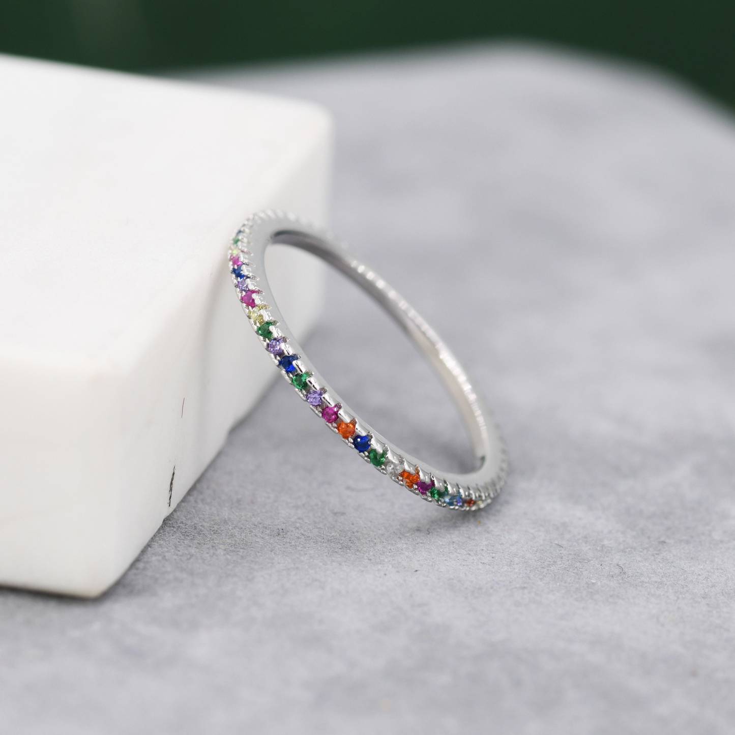 Autism Awareness Gift Rainbow Crystal Pave Ring