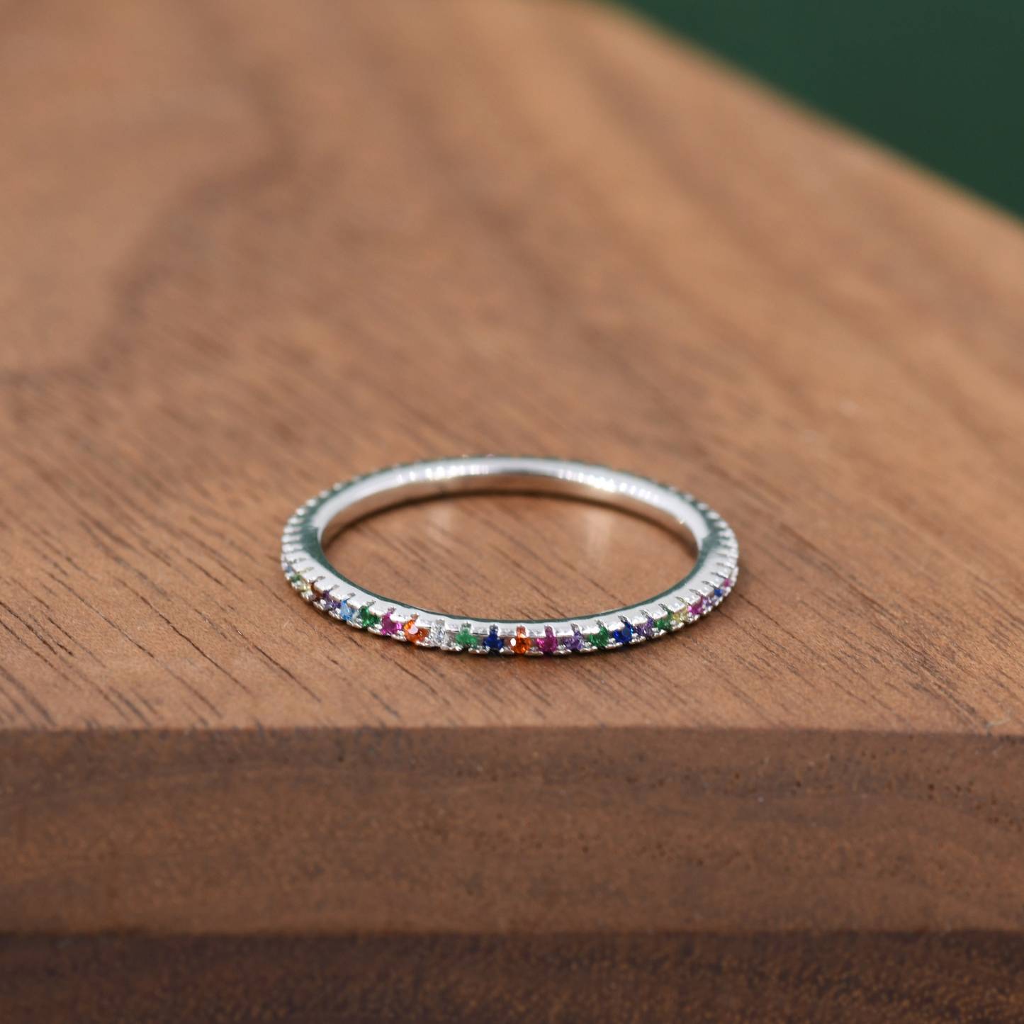 Autism Awareness Gift Rainbow Crystal Pave Ring