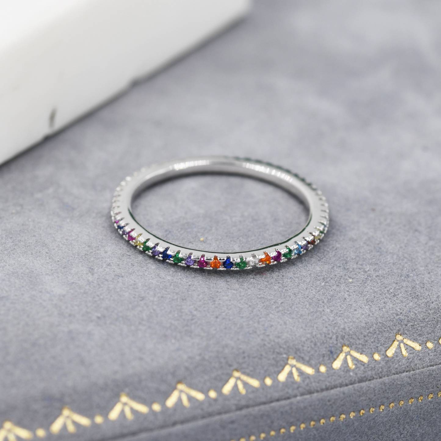 Autism Awareness Gift Rainbow Crystal Pave Ring