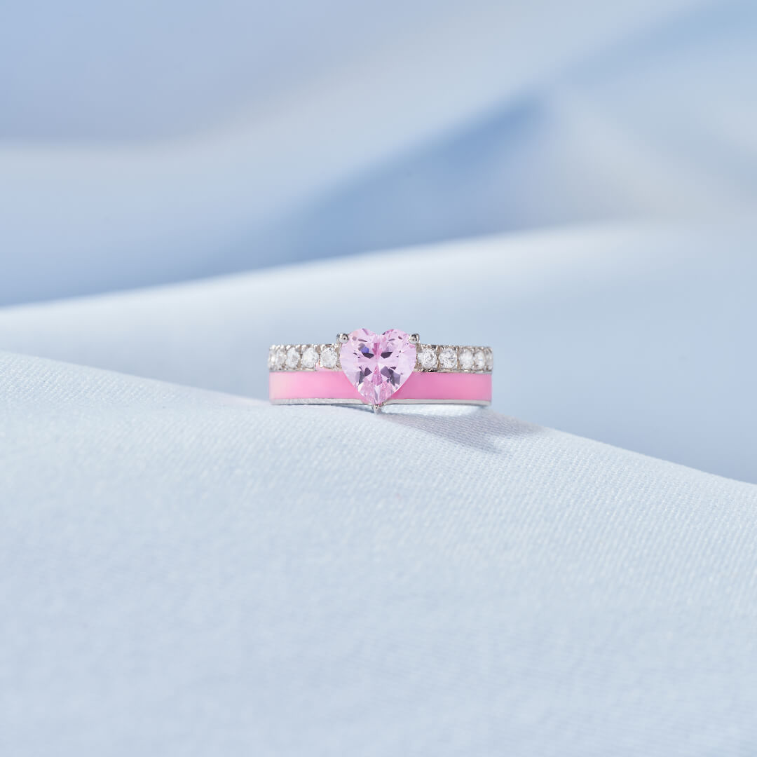 Breast Cancer Awareness And Never Give Up Heart Ring