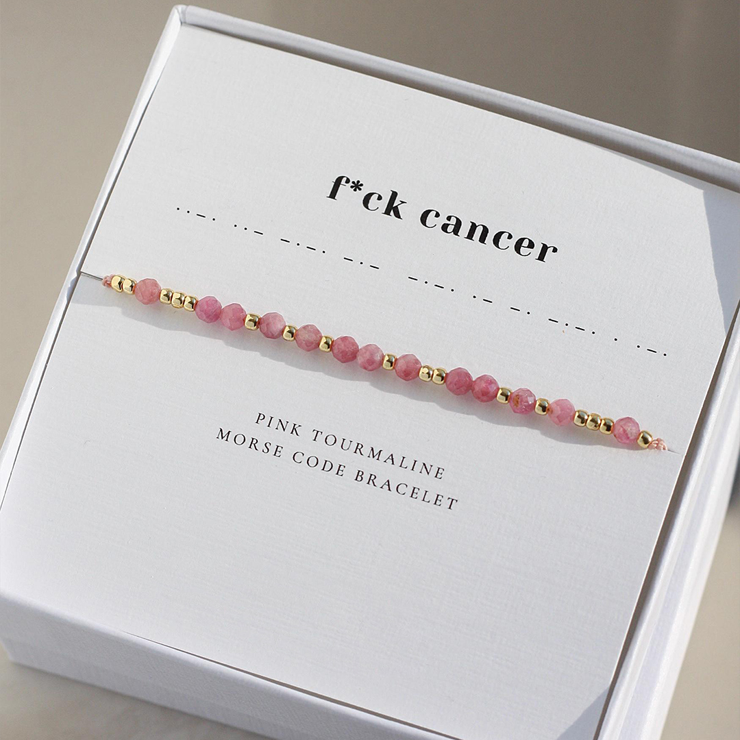 F❤️ck Cancer Pink Beads Morse Code Bracelet