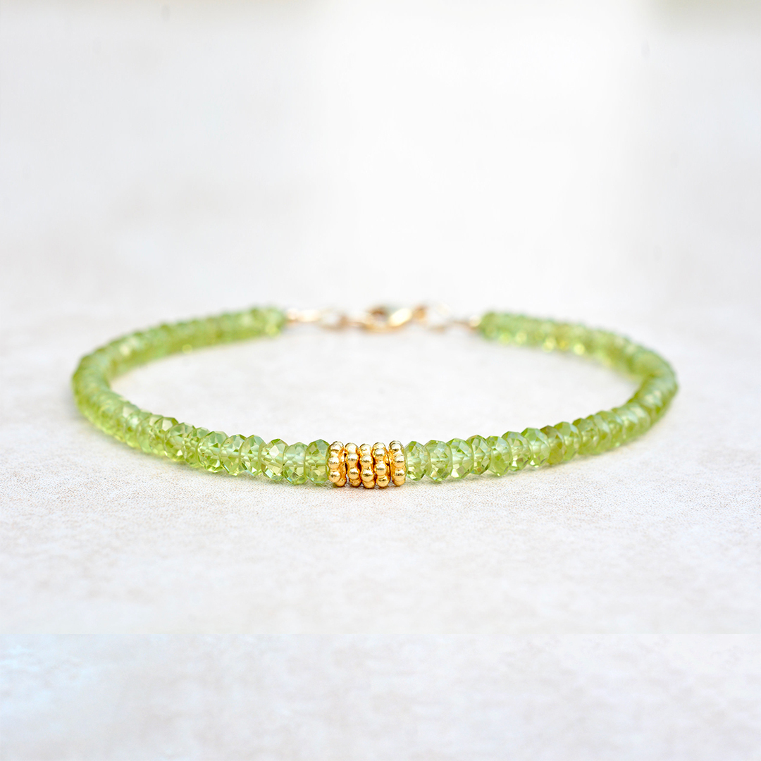 Kidney Disease Awareness Peridot & Gold Bracelet