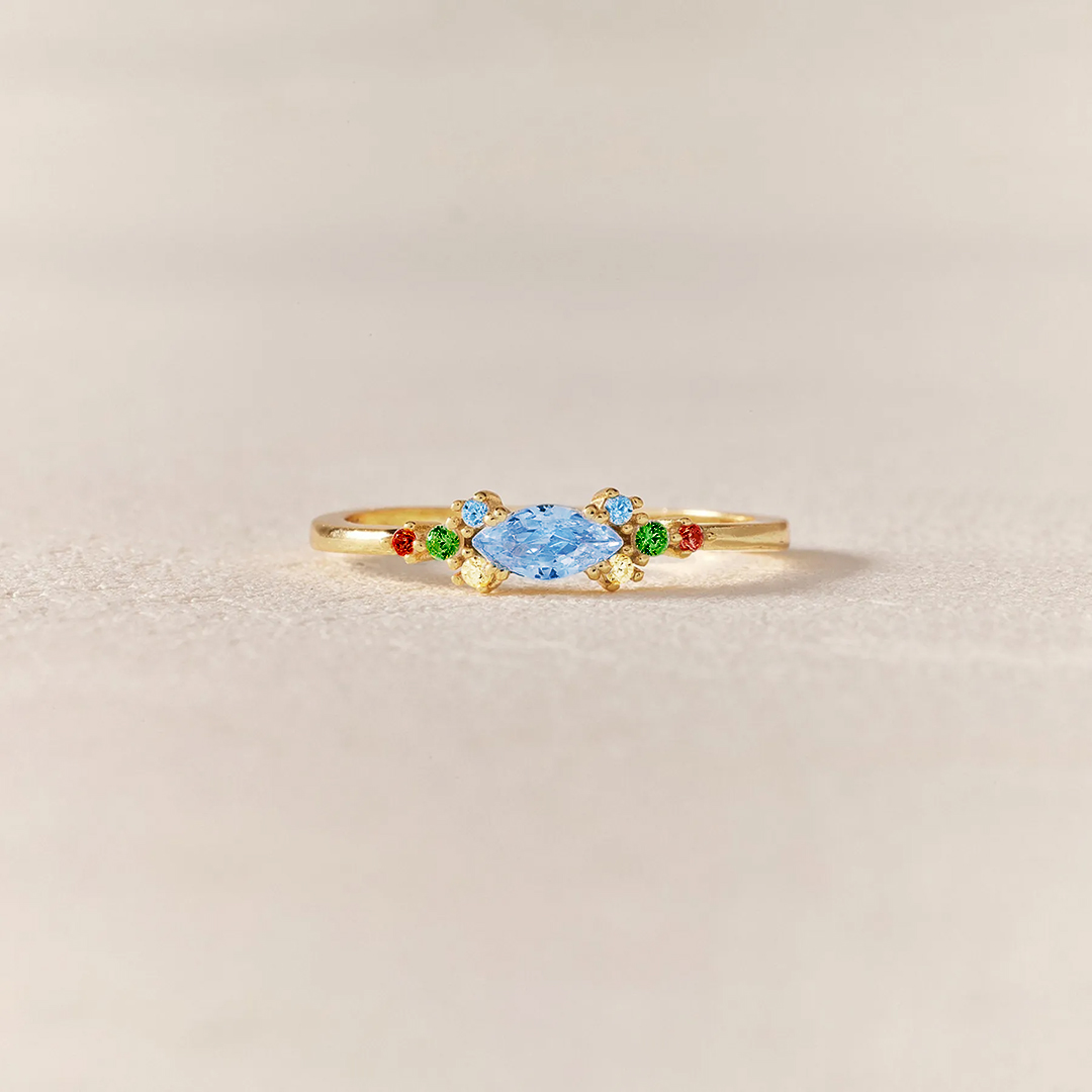 Star Mom Gift Colorful Thin Band Diamond Ring