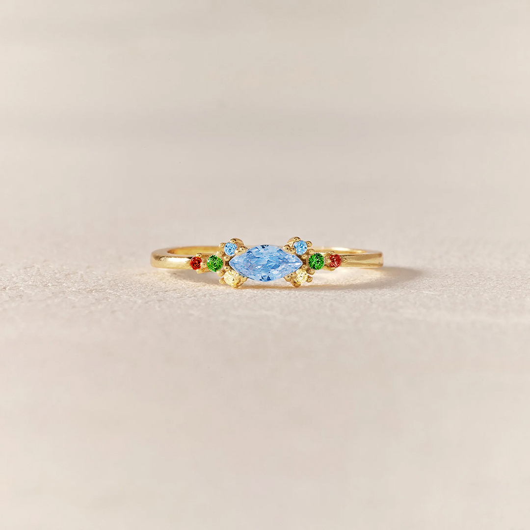 Star Mom Gift Colorful Thin Band Diamond Ring